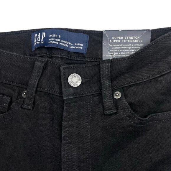 NWT GAP High Rise Universal Legging Denim Sz 25 Black - Picture 4 of 6